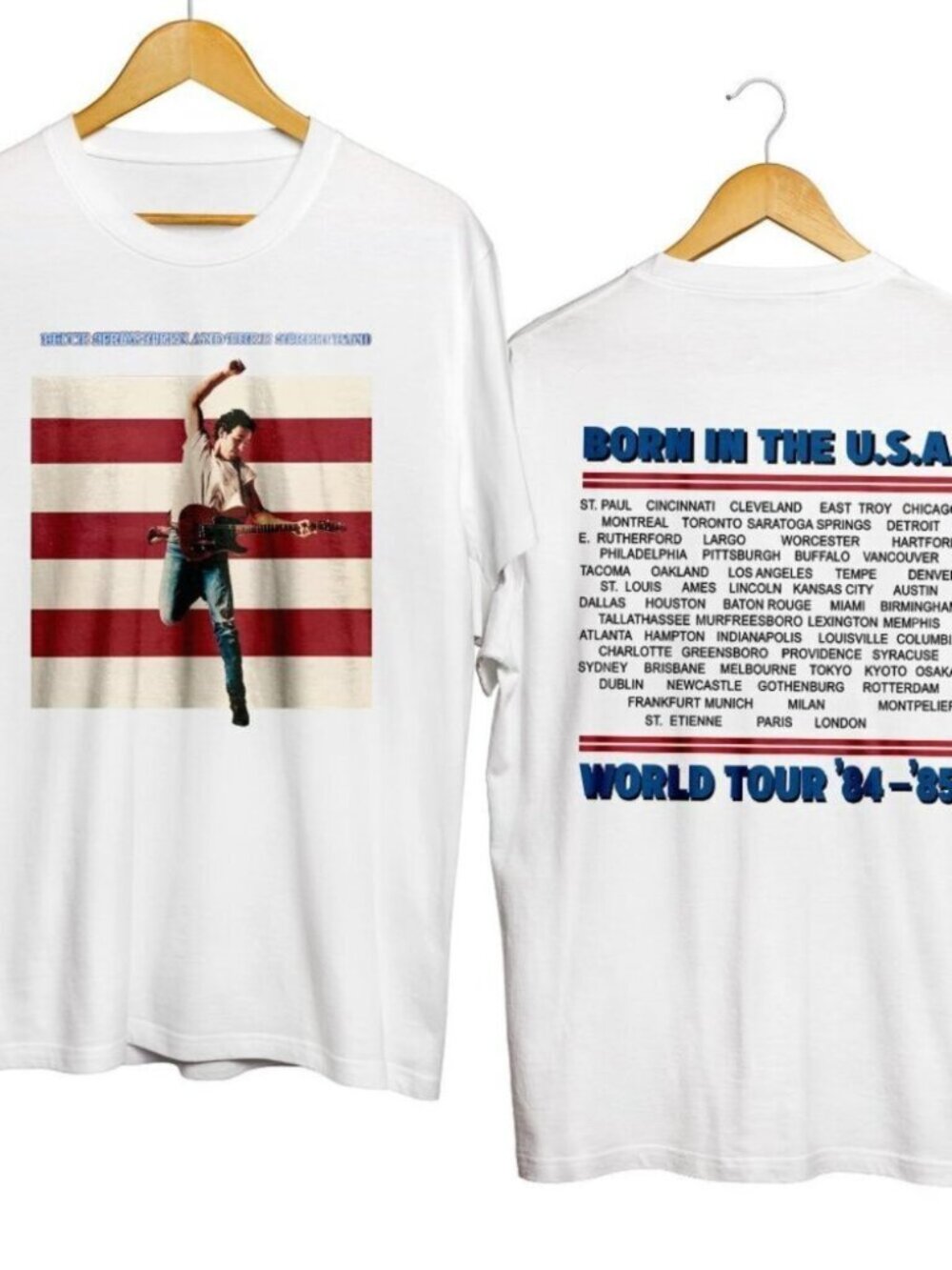 Born In The USA Bruce Springsteen 2023 Tour Graphic T-Shirt Rock Band 2 Sided